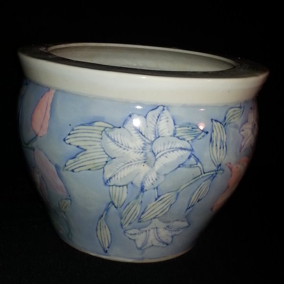 Vintage Large Oriental Porcelain Koi Fish Bowl Planter *Handmade *Handcrafted - Picture 2 of 6